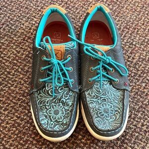 Twisted X Floral Sneakers - Teal and Black